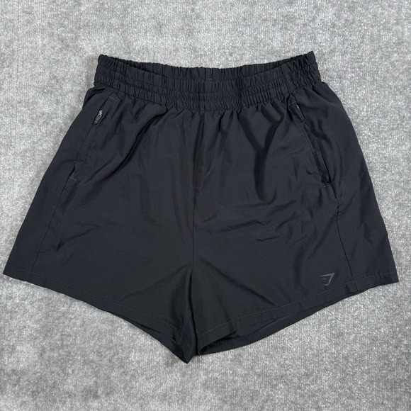 Gymshark Pants - Gymshark High Waisted Woven Shorts Women's Medium Black Athleisure